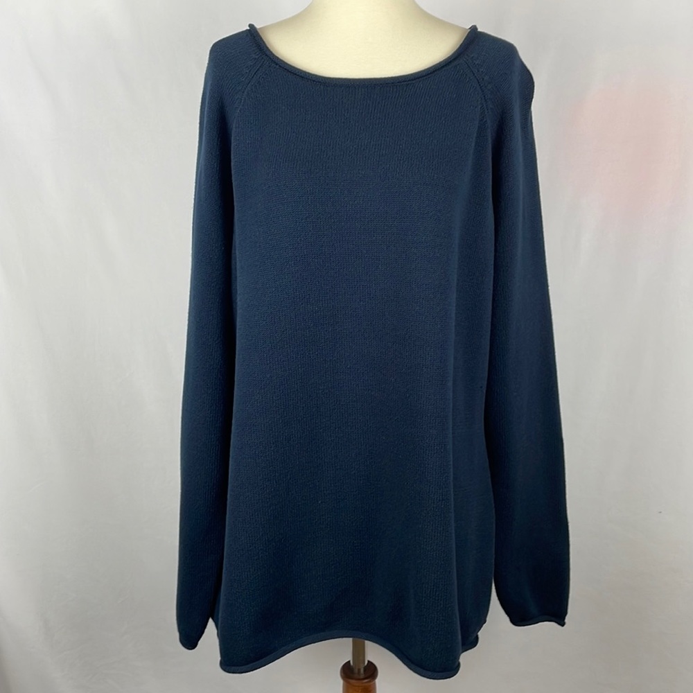 Eddie Bauer Navy Blue Long Sleeve Pullover Crew Neck Sweater - Size 2XL